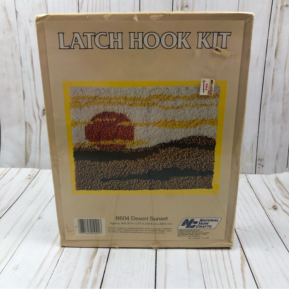 New Sealed! 1980s National Yarn Crafts Latch Hook Desert Sunset Boho
